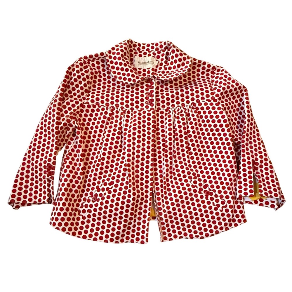 Maestro Polka Dot Jacket Womens Small Whimsical Layered Red Yellow Boutique